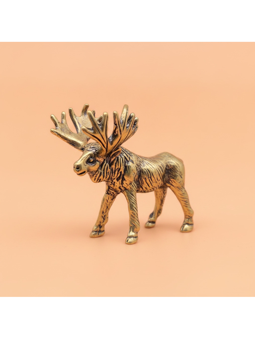 Small Brass Moose Figurine Miniature - Picture 1 of 4